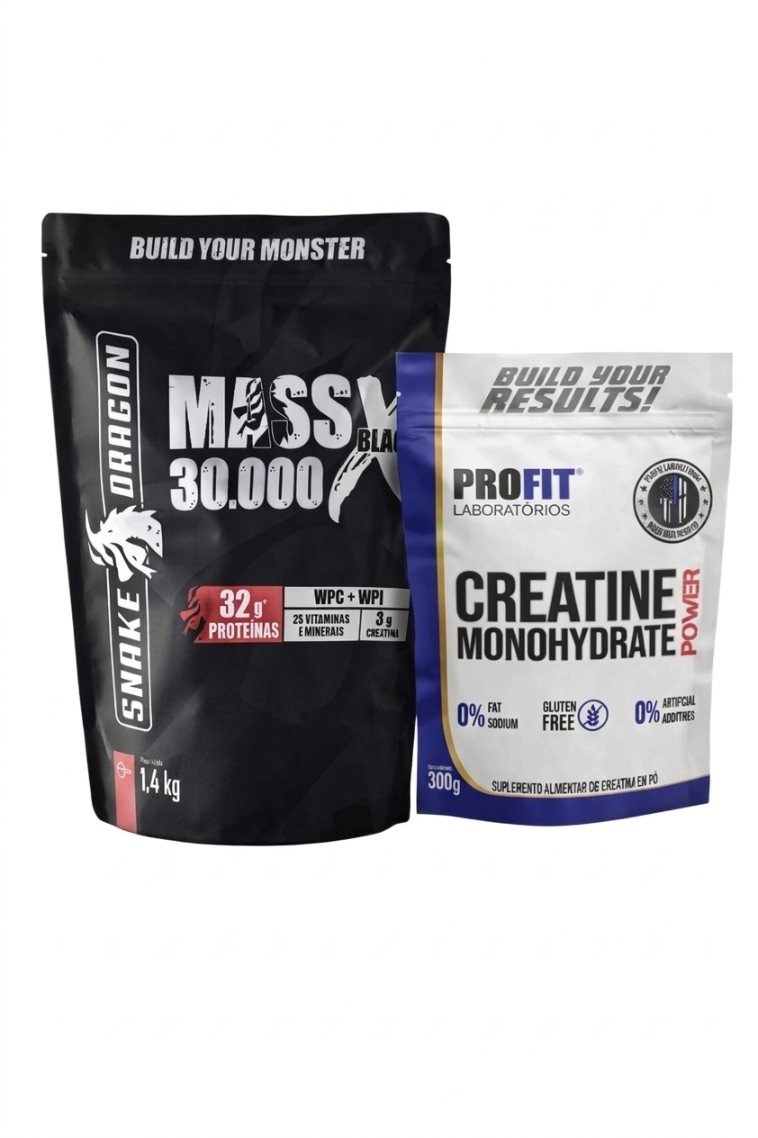 Hipercalórico Mass X Black 1.4kg + Creatina Profit 300g