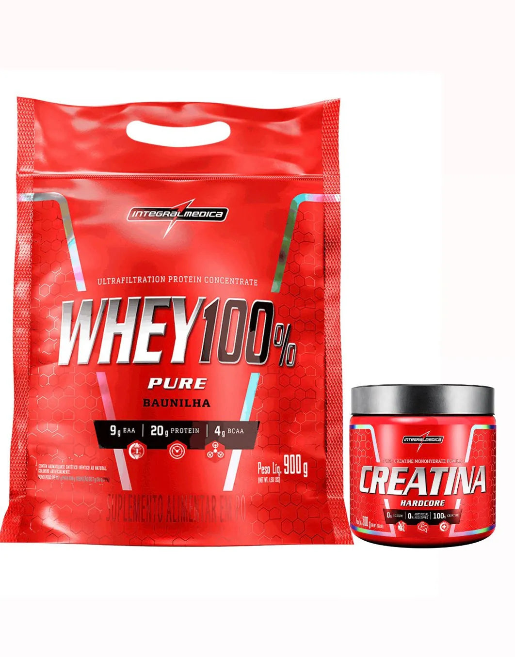 Combo Integral Medica - Creatina 300g 100% pura + Whey Protein 900g 100%